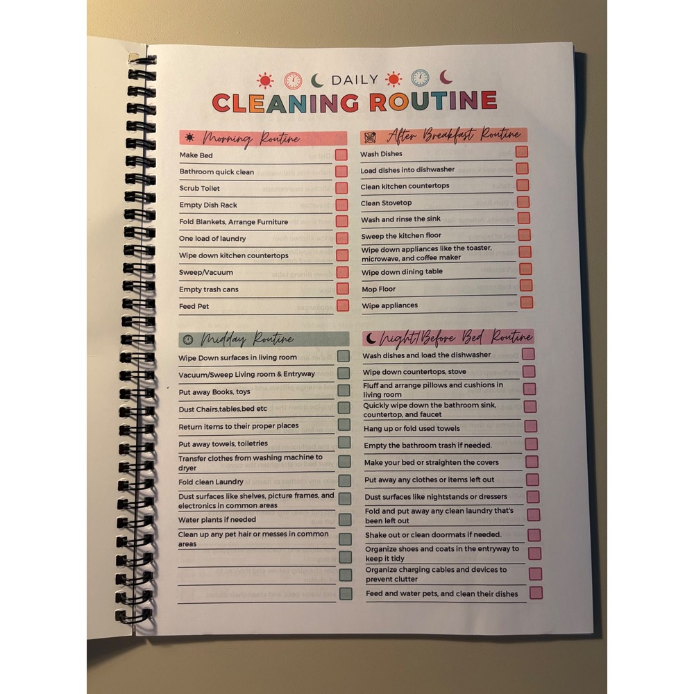 ADHD Cleaning Planner Spiral Bound Home Organization Journal Daily Chore Tracker - Picture 2 of 8